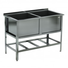 Ванна моечная двухсекционная сварная с бортом ВМСБ/2-134/70